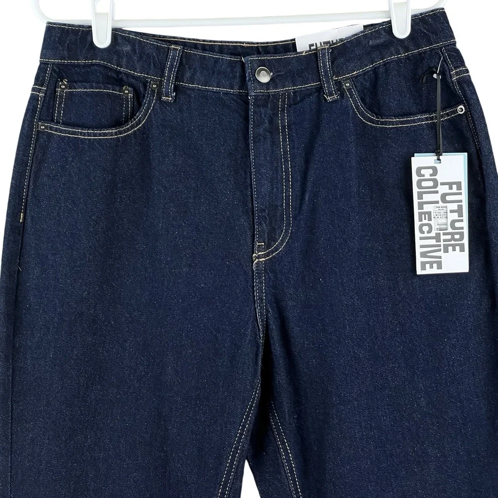 NWT Future Collective Reese Blutstein Women Blue Jean Size12 Flare Leg High Rise